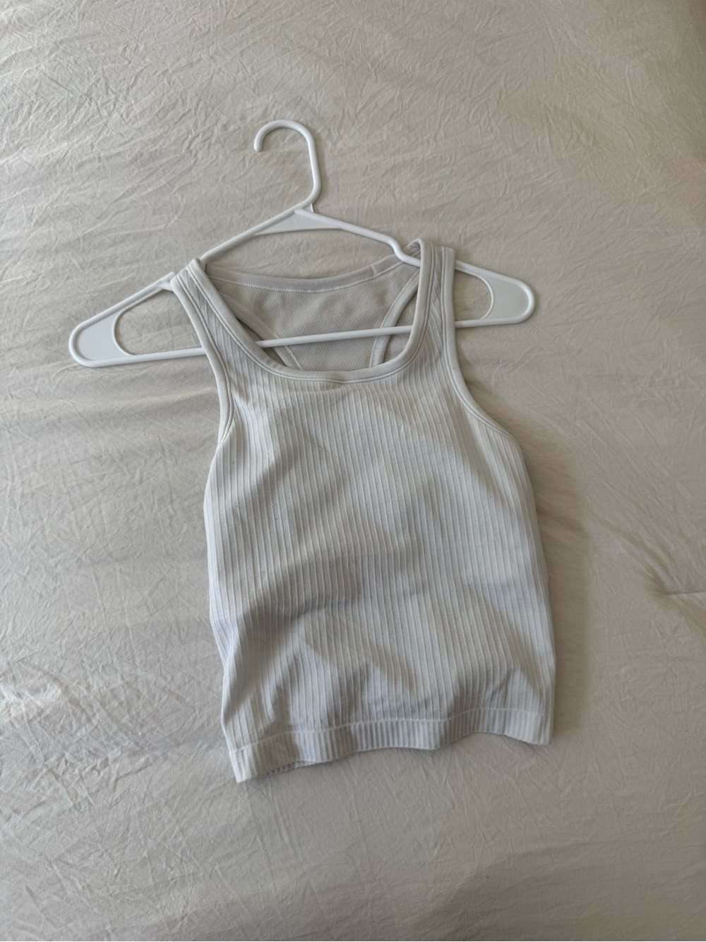 lululemon athletica White Ribbed Racerback Tank